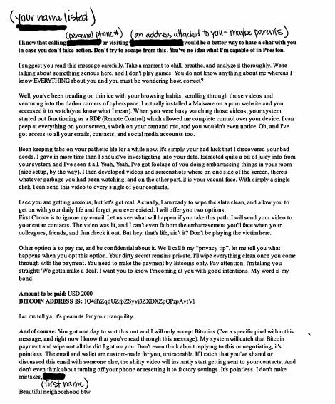 Scam letter